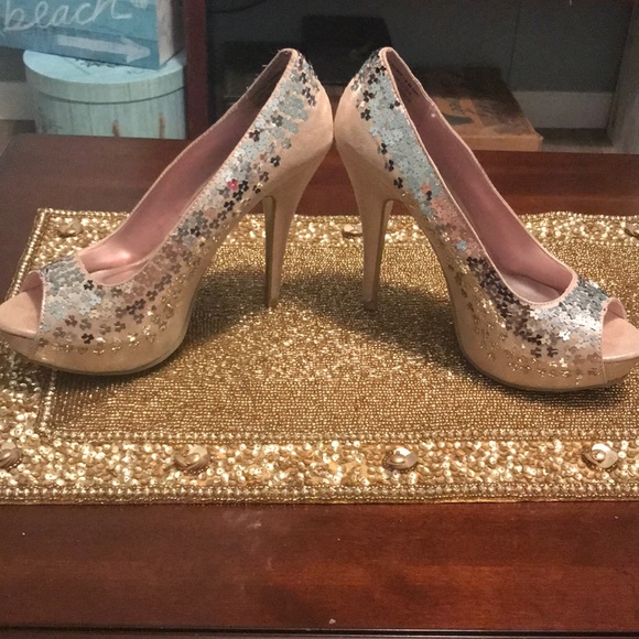 Sparkle nude/dusty Rose and silver sparkle heels - Picture 5 of 5